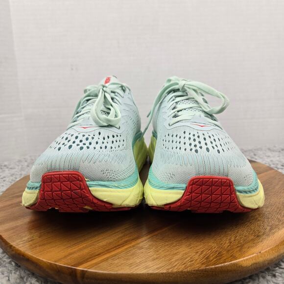 Hoka One One Women 9.5D Wide Clifton 7 Morning Mist Hot Coral Daily Running Shoe - Picture 4 of 13